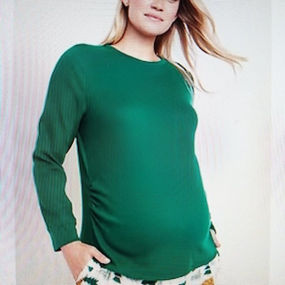 Soft Crew Neck Thermal Knit Long Sleeve   - Green - New - Picture 1 of 4